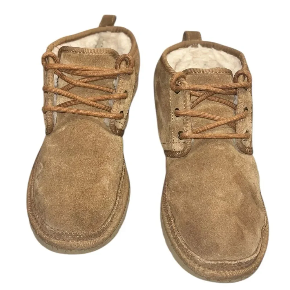 UGG Neumel Suede Boots Chestnut Lace Up Chukka Shearling Lined ~ Womens 8-9